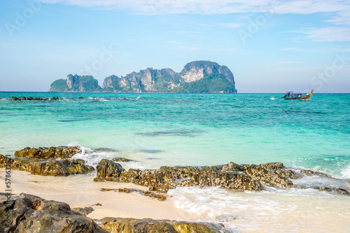 View at the Mosquiti Island from Bamboo island in Andaman Sea near Ao Nang in Krabi, Thailand