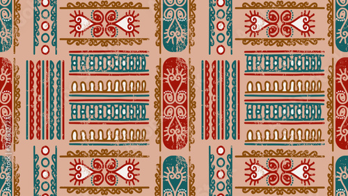 African pattern culture drawing. Hand drawn doodle vector, illustration for fashion textile print. Sketchy pictogram decoration. Ethnic ornament with boho colors.