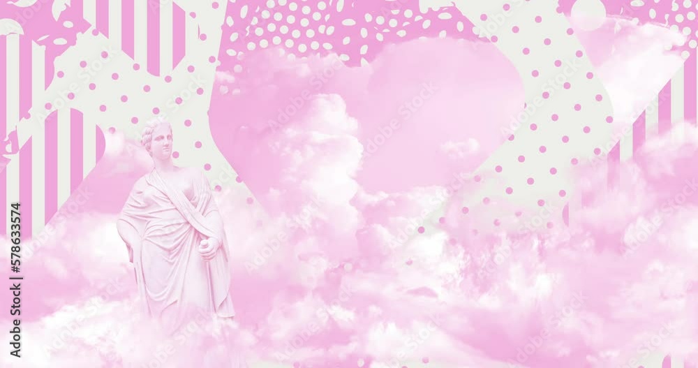 Photo loop collage animation. Modern Trippy design. Antique statue in pink sky space Photo loop collage animation. Modern Trippy design. Antique statue in pink sky space