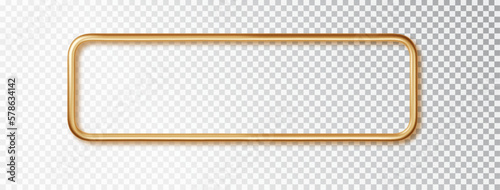Gold horizontal frame template. Frame of gold metal with a shadow and a place for inscription