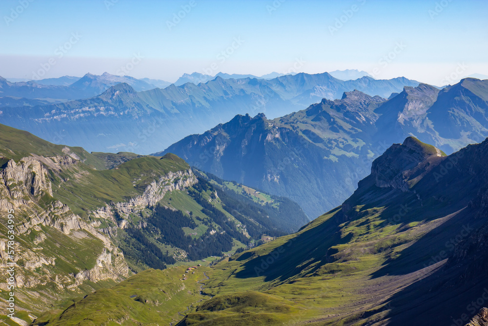 Beautiful scenery from the Schlithorn mountain peak - Swiss