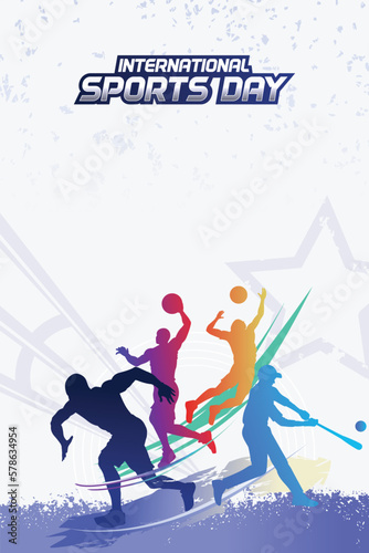 Sports Background Vector. International Sports Day Illustration. Graphic Design for the decoration of gift certificates, banners, and flyer