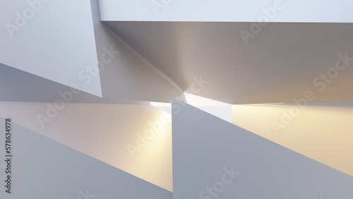 Abstract architecture background geometric shapes in design 3d render