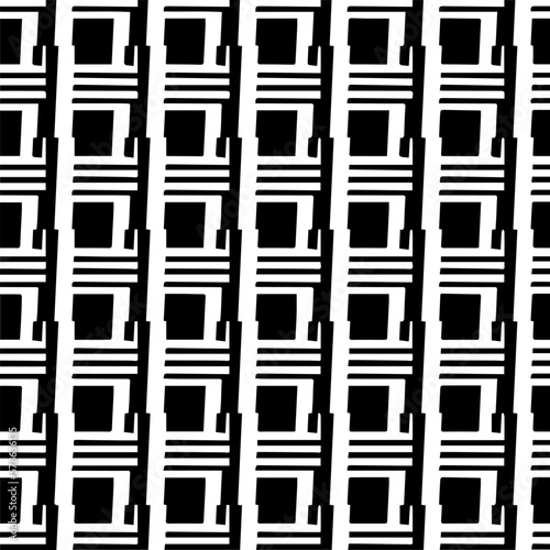  Seamless pattern with  abstract shapes. Black and white geometric  wallpaper. Repeating pattern for decor, textile and fabric.Abstraction art.