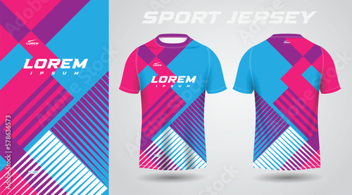 blue pink purple shirt soccer football sport jersey template design mockup