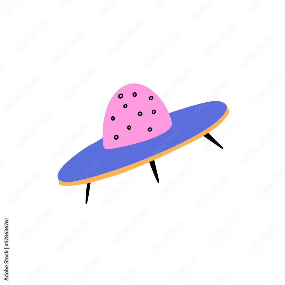 hand drawn ufo flying saucer in flat style. vector illustration hand drawn ufo flying saucer in flat style. vector illustration