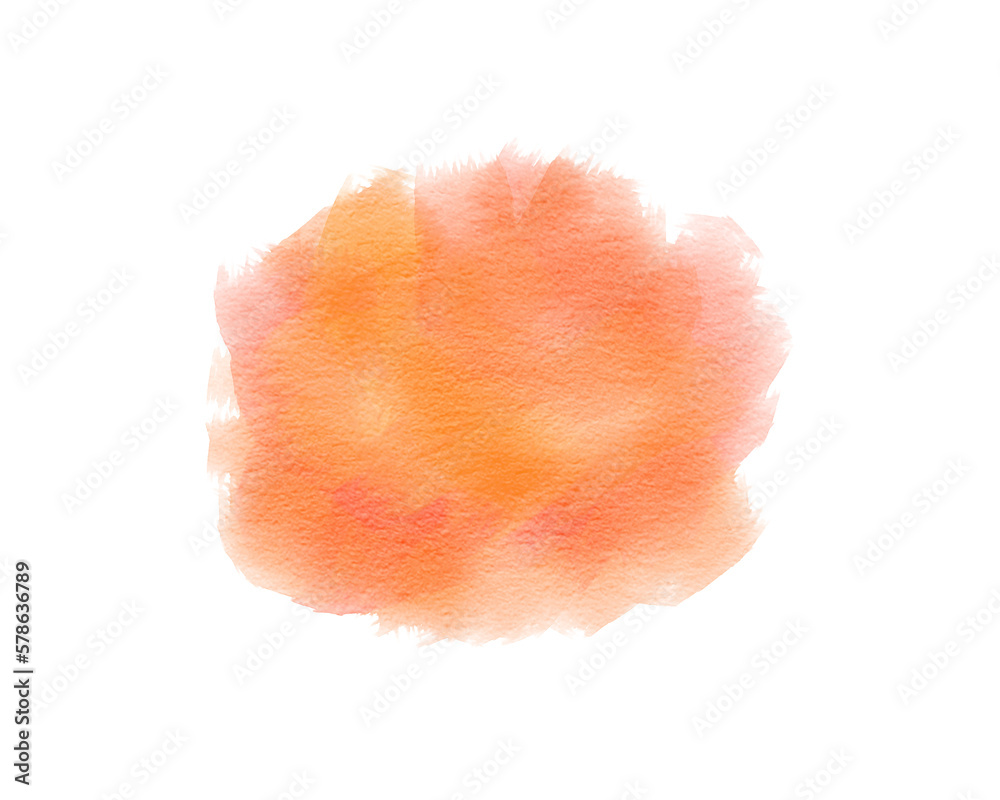 Red blurred watercolor stain on the texture of the paper. Abstract orange stain on transparent background. Ink drop. PNG
