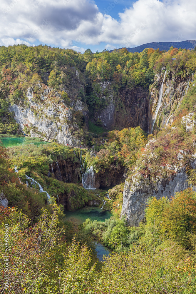 General view of the big waterfall also known as Veliki Slap in the Plitvice Lakes National Park General view of the big waterfall also known as Veliki Slap in the Plitvice Lakes National Park