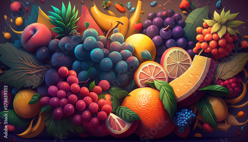 Array of sweet  seasonal fruits