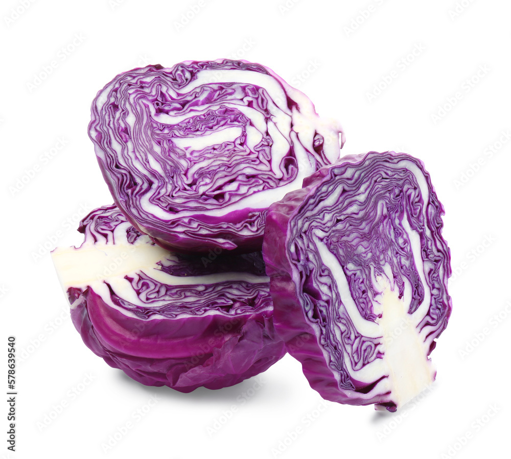 Pieces of radicchio fresh cabbage on white background Pieces of radicchio fresh cabbage on white background