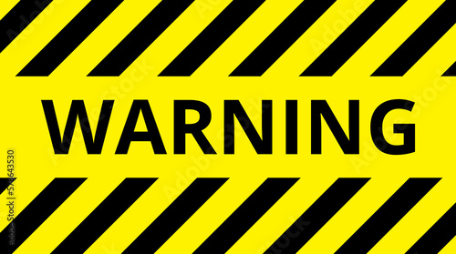 Various black and yellow warning signs with diagonal lines. Attention, danger or caution sign, warning banner, road shield.