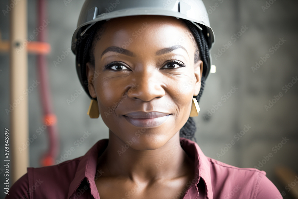 Generative ai portrait black architect construction worker woman smiling confident Generative ai portrait black architect construction worker woman smiling confident