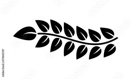 Black leaves on line branch tree nature eco icon logo flat vector design