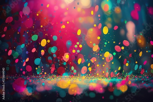 Celebrate in Style: A Vibrant Carnival Scene with Colorful Confetti and Bokeh Art Illustration, Generative AI.