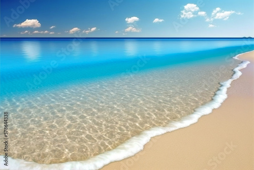  A beach with crystal clear water, generative ai