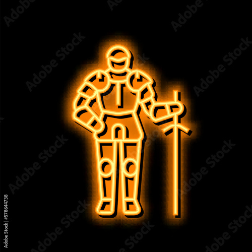 warrior knight neon glow icon illustration