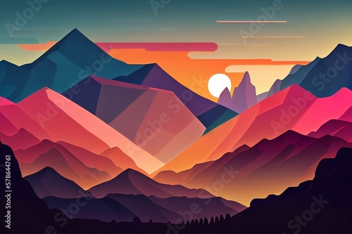 sunset in mountains  made with generative ai