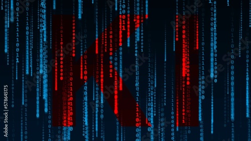 Wallpaper Mural Artificial intelligence (in german - Kuenstliche Intelligenz) - AI (KI) sign in red in blue rain of binary digits on black background - 3D Illustration Torontodigital.ca