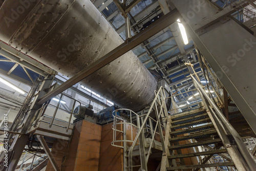 Rotary kiln in big chemical factory.