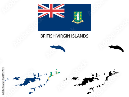 british virgin islands Flag and map illustration vector 