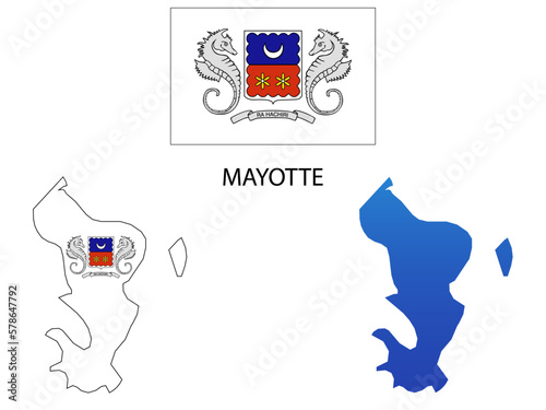 mayotte Flag and map illustration vector  photo