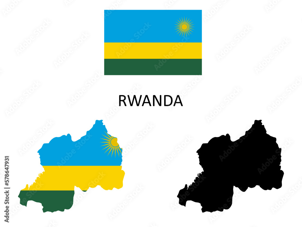 Obraz premium rwanda Flag and map illustration vector 