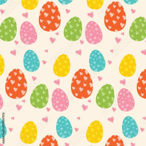 beautiful easter pattern with eggs, colorful and simple, happy easter