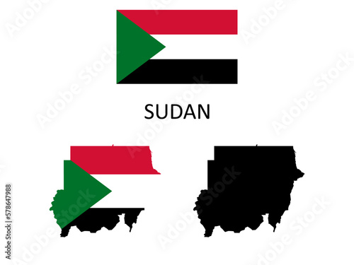sudan Flag and map illustration vector  photo