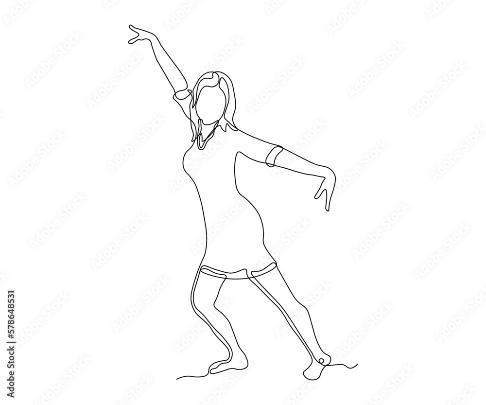 abstract girl without a face in a dancing pose, with outstretched arms, ballet, dancer Continuous One Line Drawing abstract girl without a face in a dancing pose, with outstretched arms, ballet, dancer Continuous One Line Drawing