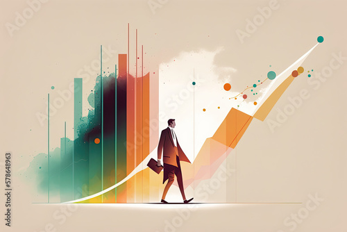 businessman with graph. Business chart growth. generative ai