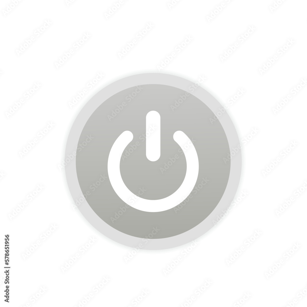 Power button. Gray button on a white background. Normal and active. Turn off, turn on. Web button. Vector illustration Power button. Gray button on a white background. Normal and active. Turn off, turn on. Web button. Vector illustration