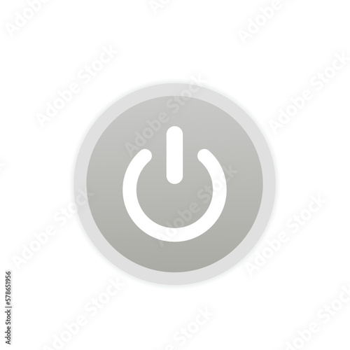 Power button. Gray button on a white background. Normal and active. Turn off, turn on. Web button. Vector illustration