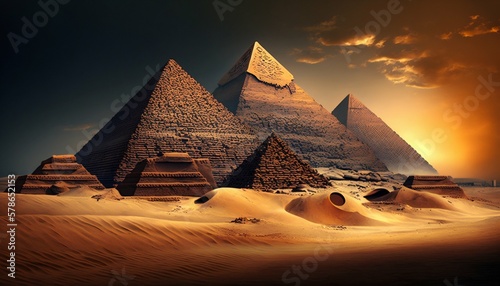 Egyptian pyramids of pharaoh. Generative AI