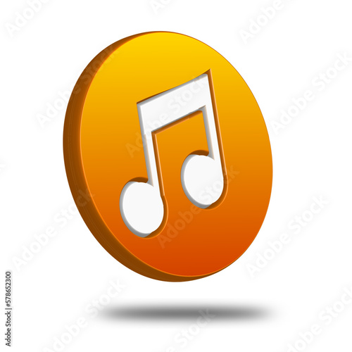 Music icon orange color 3D realistic