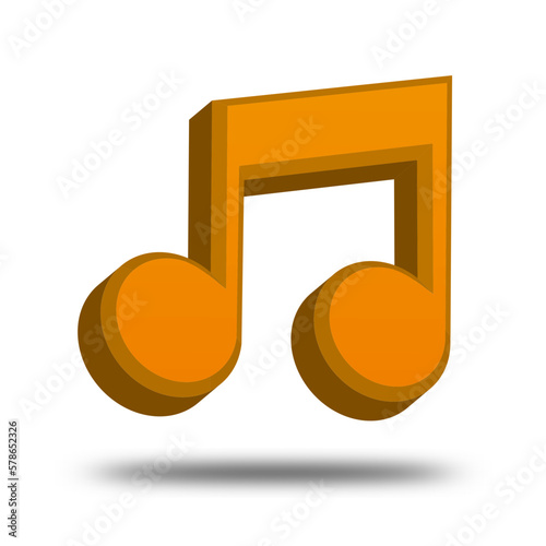 Music icon orange color 3D realistic