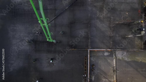 Top down aerial view of skyscrapers in construction with city view, Tel Aviv, Israel photo