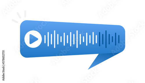 Voice message sound vector bubble ui icon. Voice message record phone conversation digital screen ui. Chat notification template. Audio waves recording on cell phone. Vector illustration