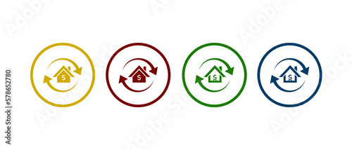 refinancing icon vector illustration. house with finance icon concept. Colorful icon - stock vector