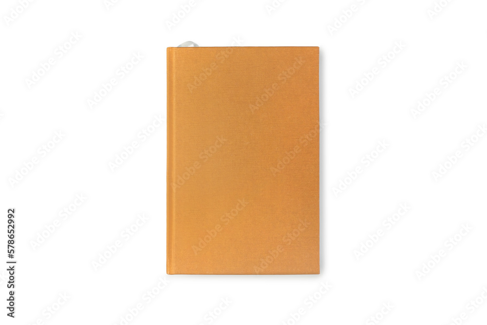 Blank book with brown cover isolated white background, top view. Blank book with brown cover isolated white background, top view.