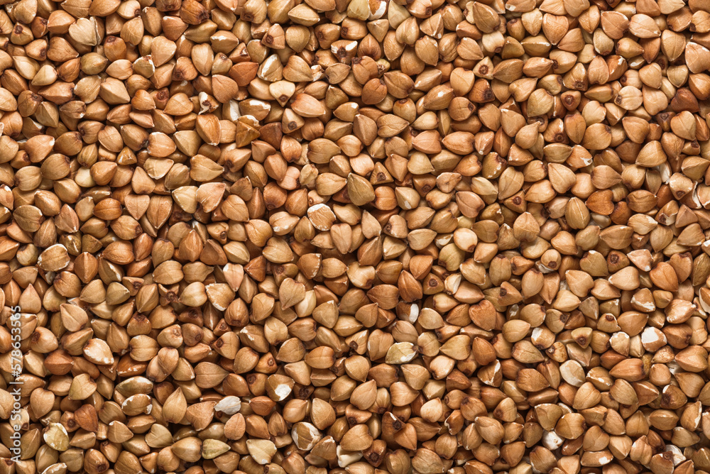 Buckwheat background. Texture of seeds. Horizontal layout Buckwheat background. Texture of seeds. Horizontal layout