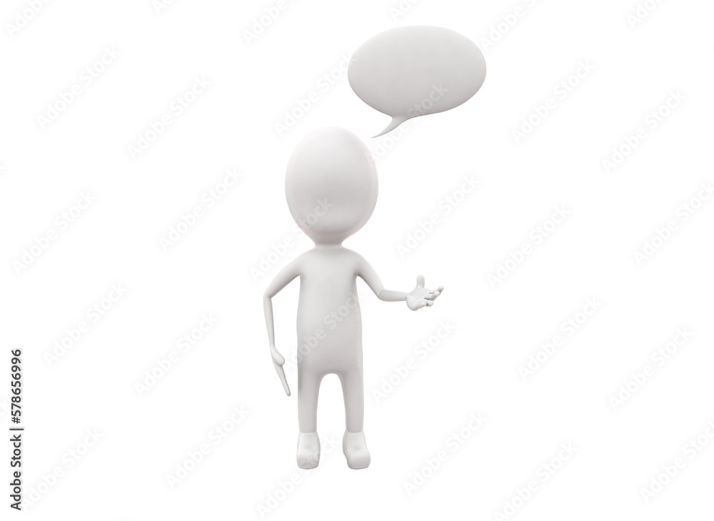 3d man with speech bubble on top concept 3d man with speech bubble on top concept