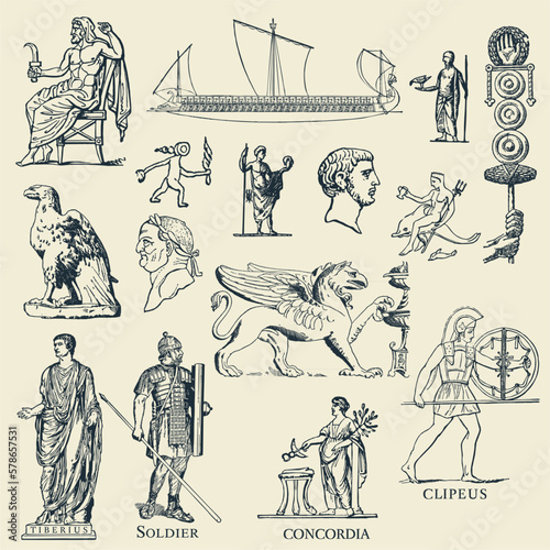 Classic Ancient Roman Vector Illustrations