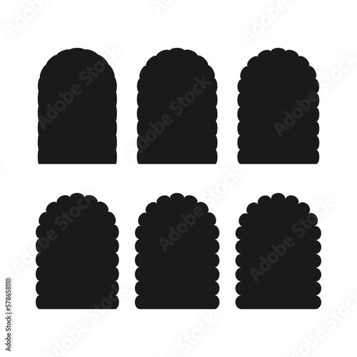 Scallop Edge Round Arch Shape Icons