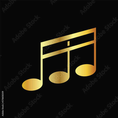 black gold, musical notes, flat icon, vector, template, design