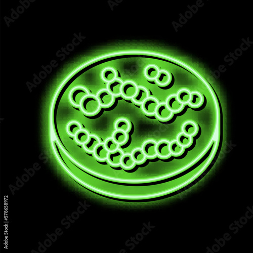 streptococcus bacteria neon glow icon illustration