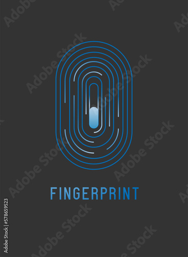 Vector image, fingerprint. Icon, badge and symbol, logo, modern gradient on black background