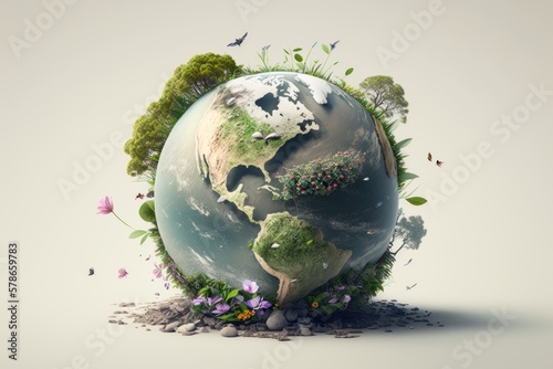 Valokuvatapetti Earth day concept on white background, World environment day