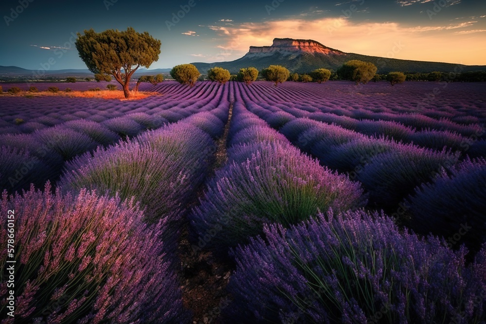 Φωτογραφία lavender field in the south of france with purple blooms as far as the eye can
