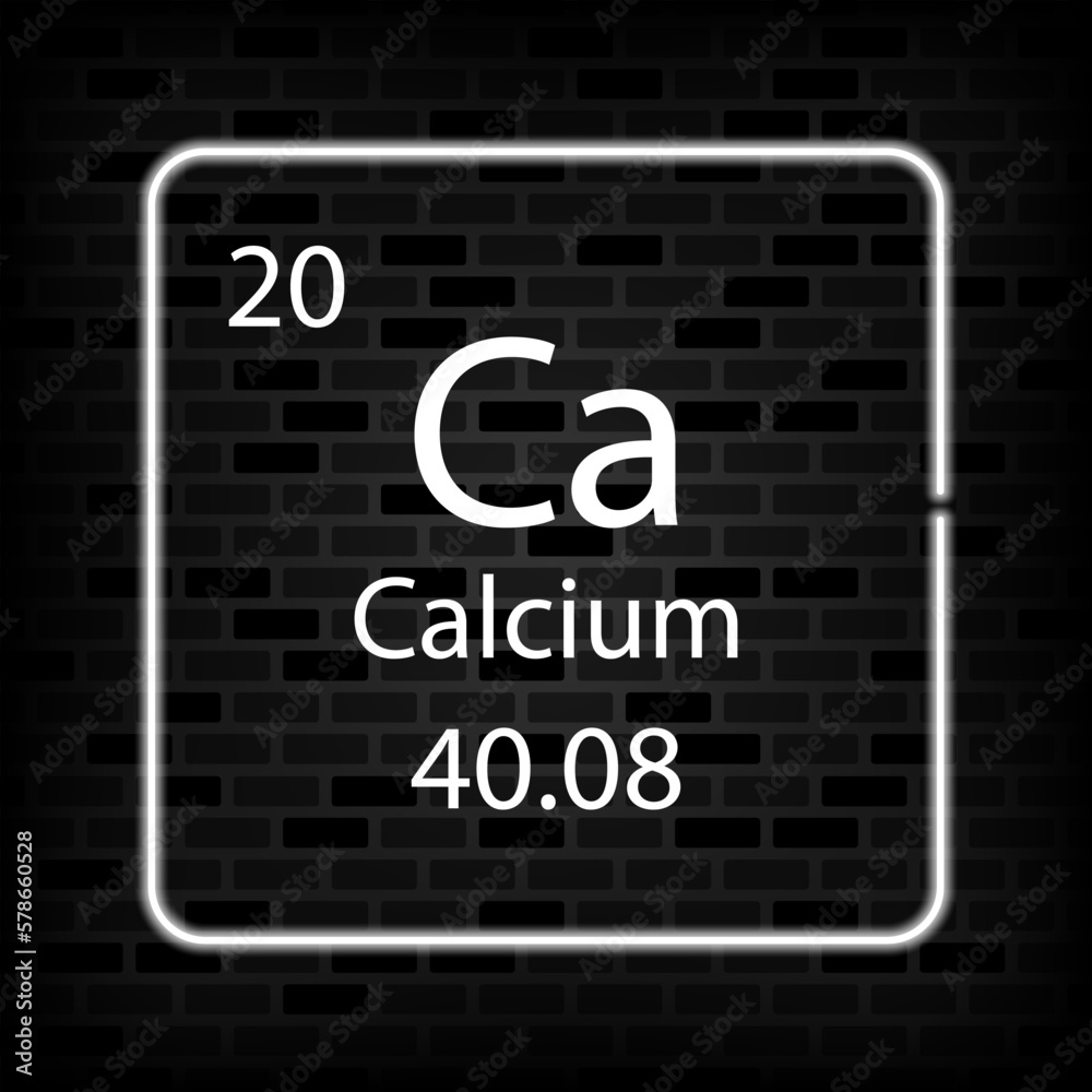 Calcium neon symbol. Chemical element of the periodic table. Vector illustration. Calcium neon symbol. Chemical element of the periodic table. Vector illustration.