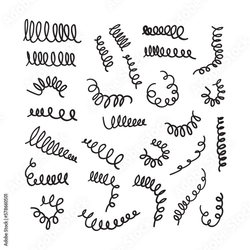 hand drawn spiral spring metal coil icons perfect for adding a touch of industrial and mechanical